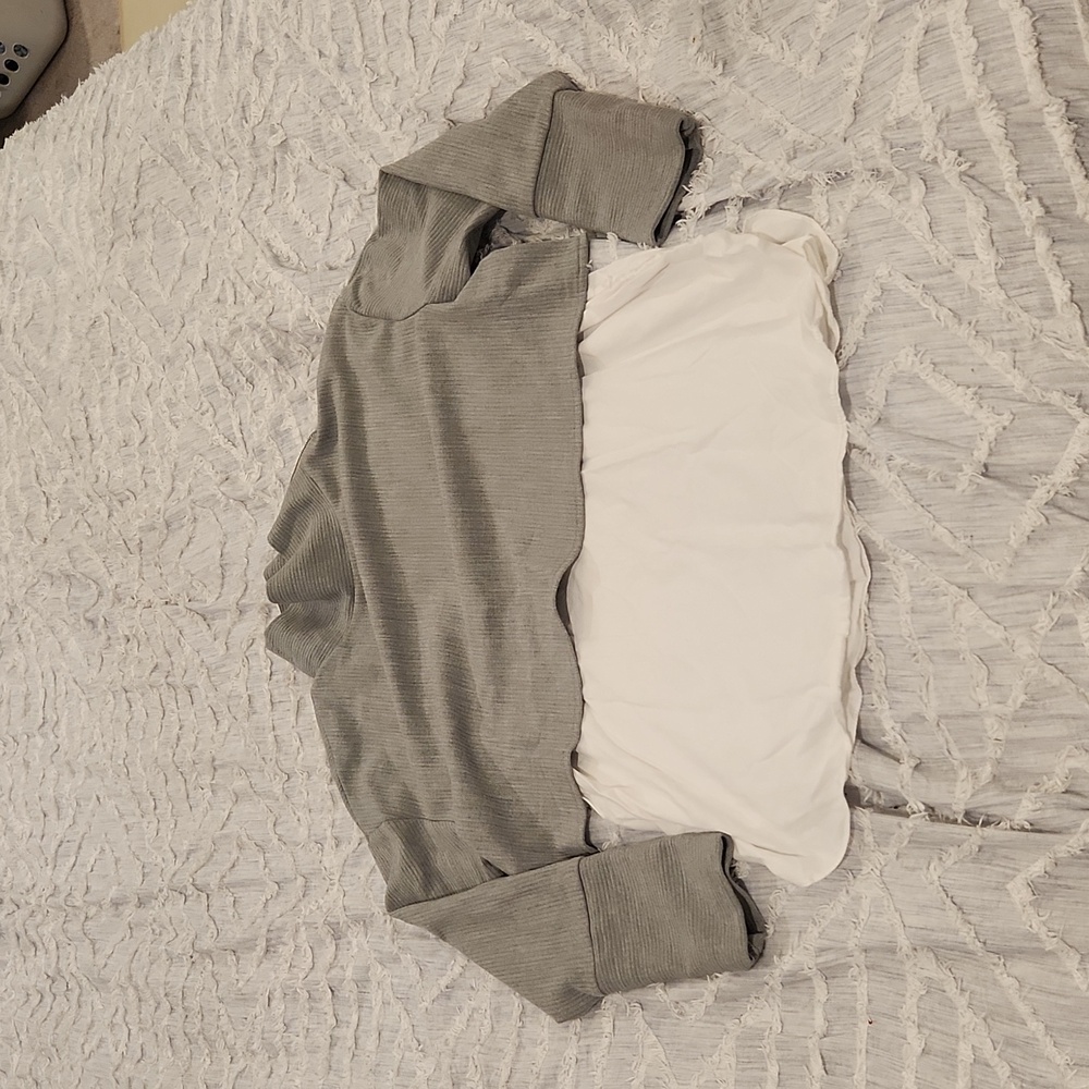 Zara two layer gray and white blouse sweatshirt combo size M!